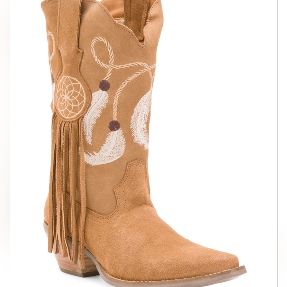 🔹️Dingo🔹️ Made In mexico Brown Western Boots with Fringe - Picture 1 of 3